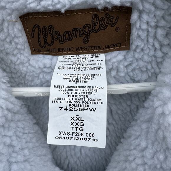 Wrangler Men's Denim Jacket Sherpa XX Large Vintage 90s 2XL - Picture 3 of 7